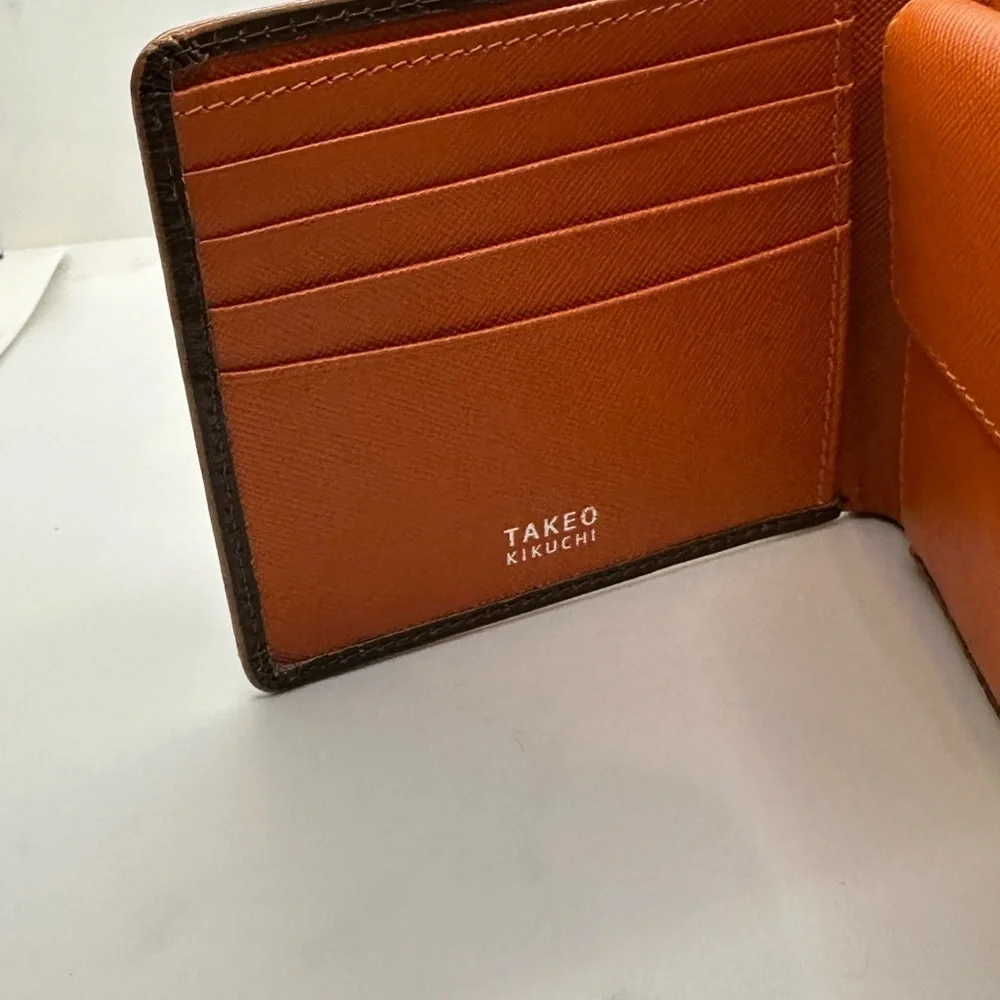 Orange and Brown Leather Wallet by